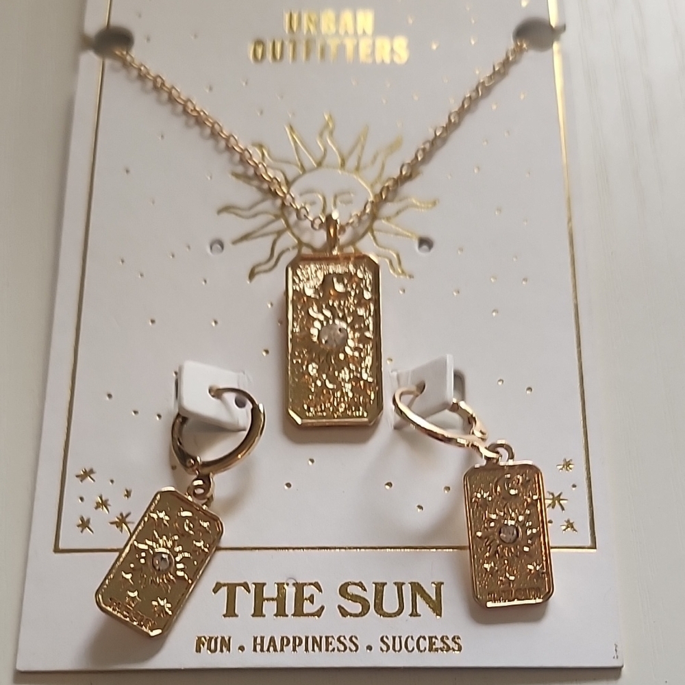 Urban Outfitters Gold Tarot Necklace and Earring Set,Brand NEW